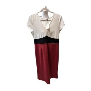 NWT!The Vanity Room Color Block Sheath Dress - Size L (Maroon/Black/White)